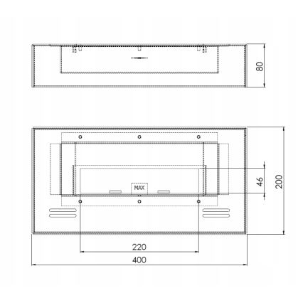 InFire - BIO-open haard 8x40 cm 3kW zwart