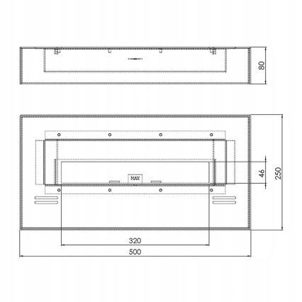 InFire - BIO-open haard 8x50 cm 3kW zwart