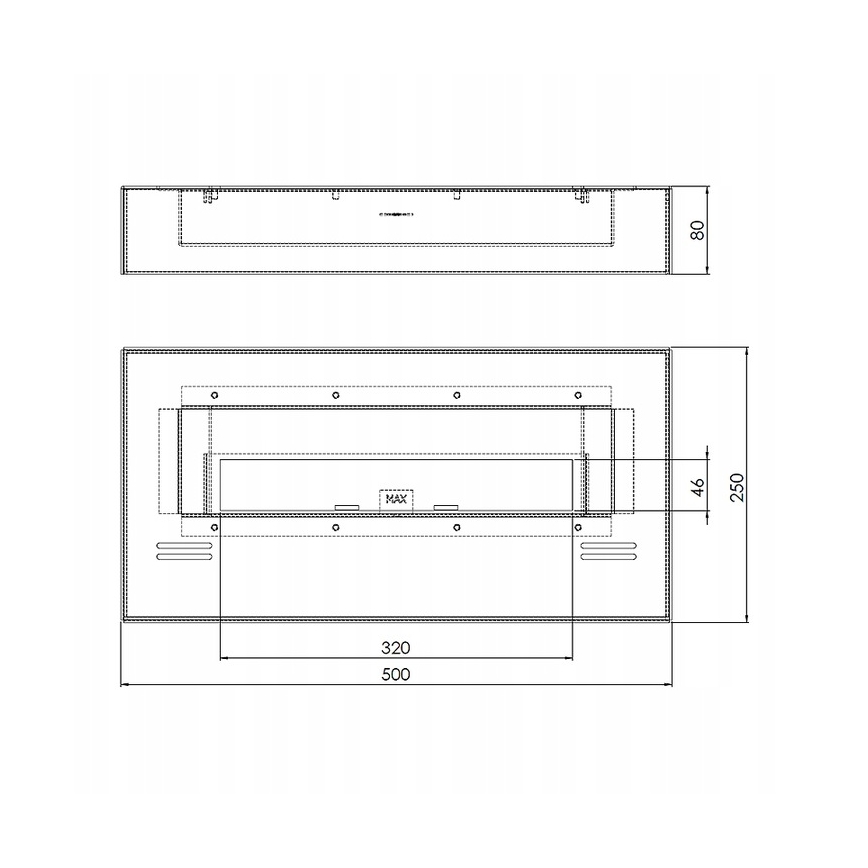 InFire - BIO-open haard 8x50 cm 3kW zwart