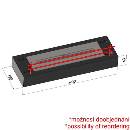 InFire - BIO-open haard 8x60 cm 3kW zwart