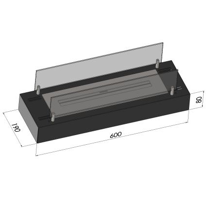 InFire - BIO-open haard 8x60 cm 3kW zwart