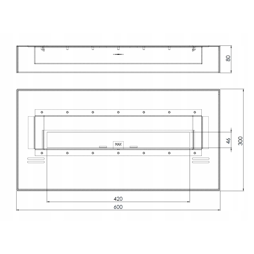 InFire - BIO-open haard 8x60 cm 3kW zwart
