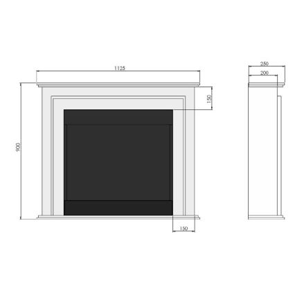 InFire - BIO-open haard 90x112,5 cm 3kW wit