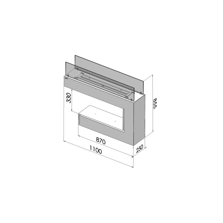 InFire - Cheminée BIO 110x85,5 cm 3kW blanche