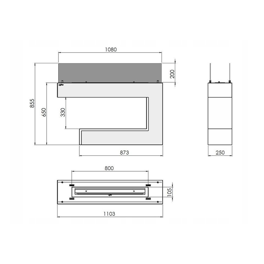 InFire - Cheminée BIO 110x85,5 cm 3kW blanche