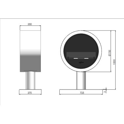 InFire - Cheminée BIO d. 72,5 cm 3kW blanc