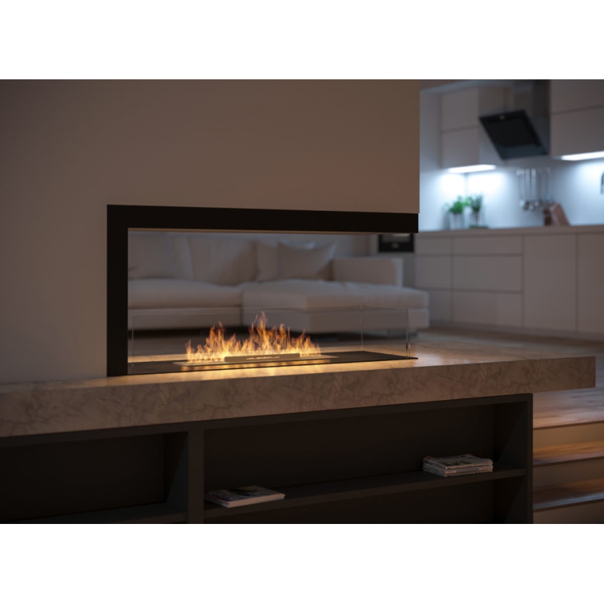InFire - Cheminée BIO d'angle 100x50 cm 3kW bifacial