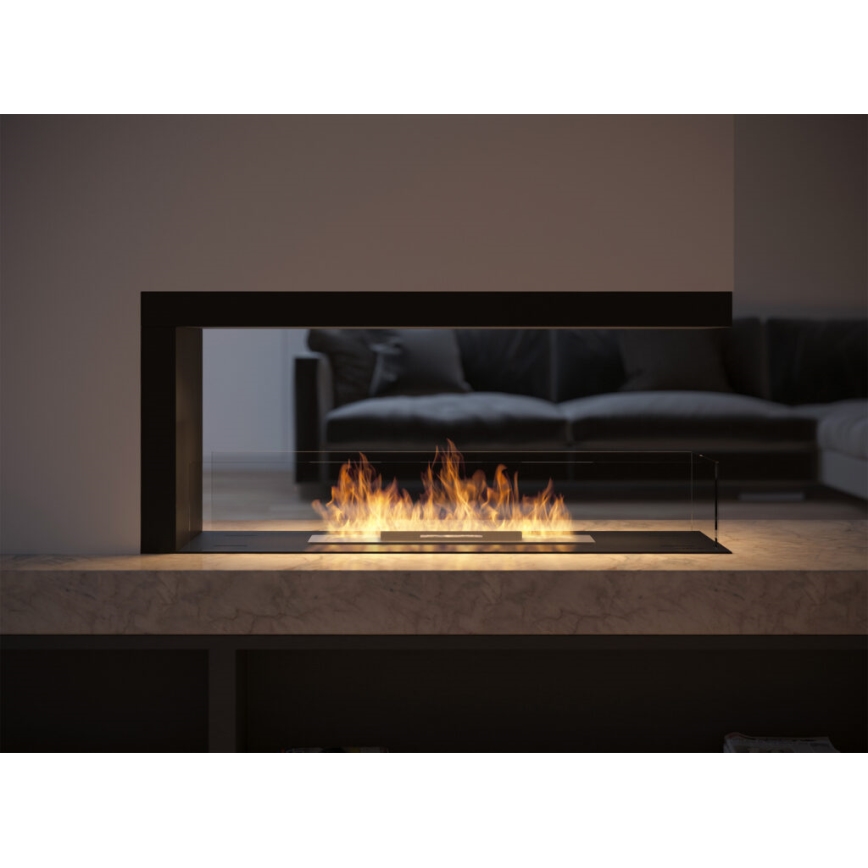 InFire - Cheminée BIO d'angle 100x50 cm 3kW bifacial