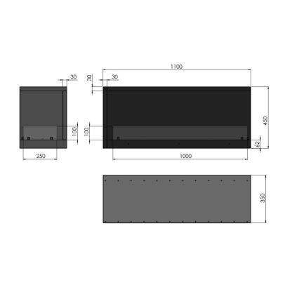 InFire - Cheminée BIO d'angle 110x45 cm 3kW noire