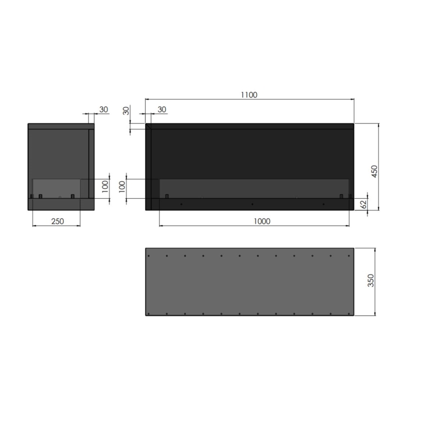 InFire - Cheminée BIO d'angle 110x45 cm 3kW noire