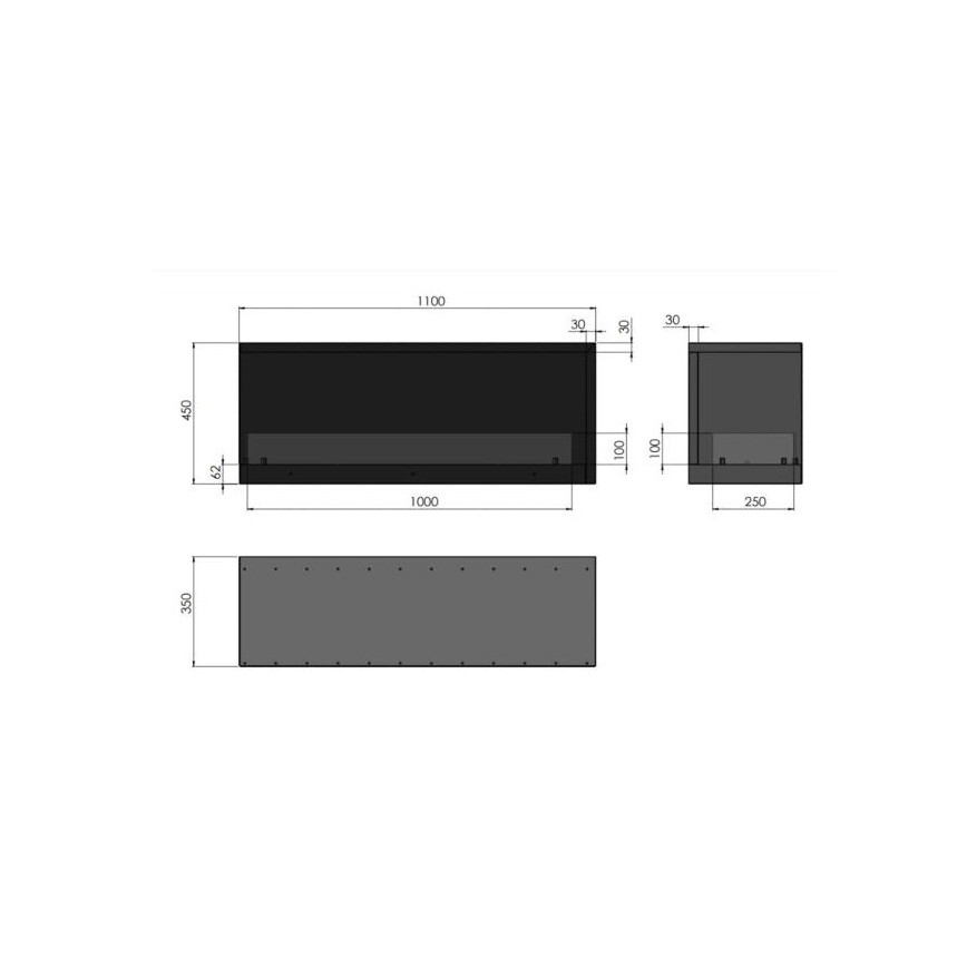 InFire - Cheminée BIO d'angle 110x45 cm 3kW noire