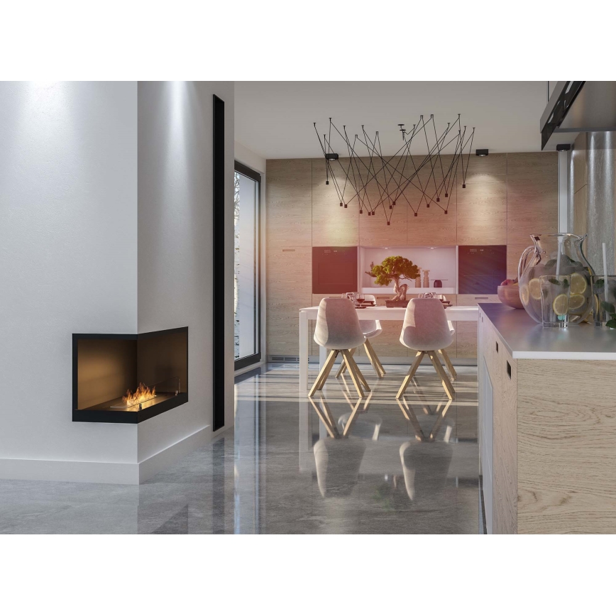 InFire - Cheminée BIO d'angle 80x45 cm 3kW noire