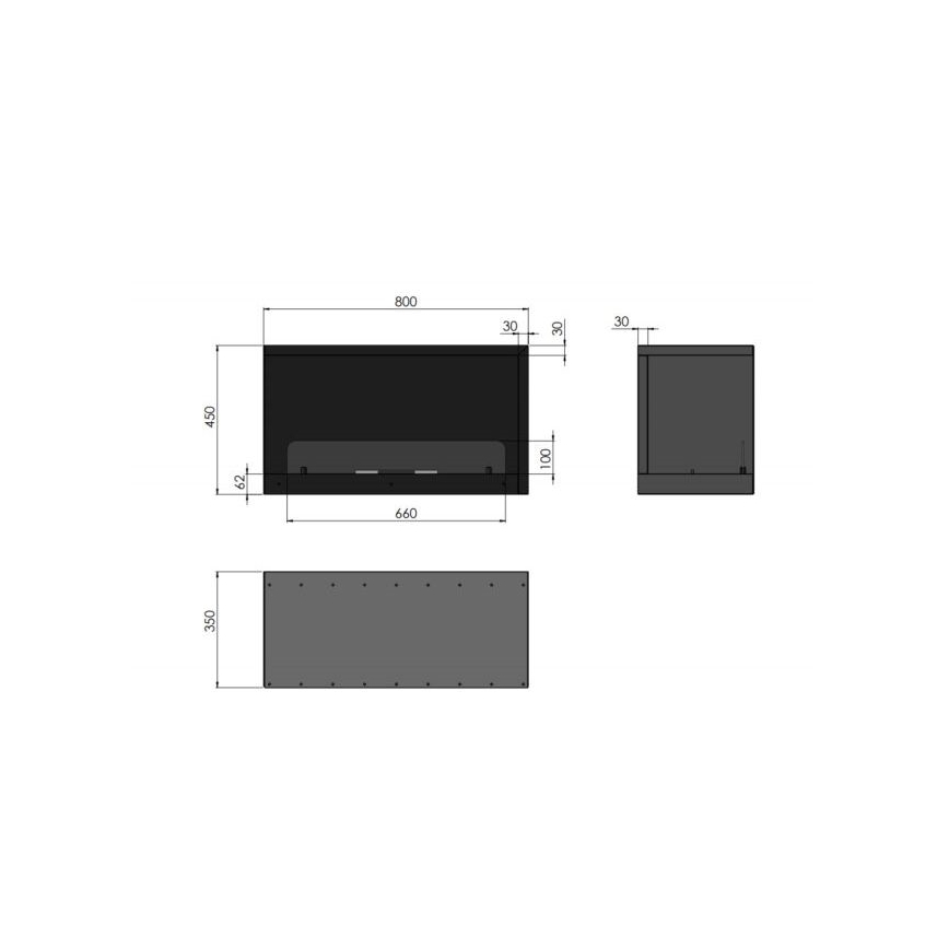 InFire - Cheminée BIO d'angle 80x45 cm 3kW noire