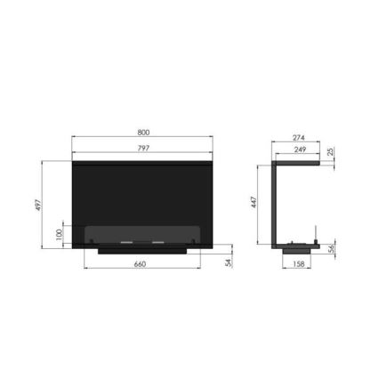 InFire - Cheminée encastrable BIO 80x45 cm 3kW noire