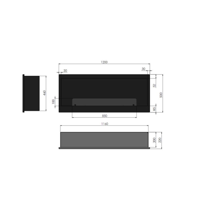 InFire - Cheminée encastrée BIO 120x50 cm 3kW noire