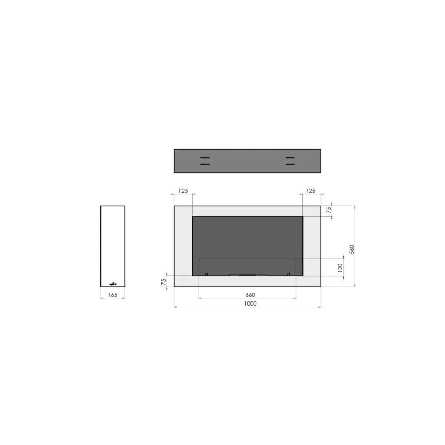 InFire - Cheminée murale BIO 100x56 cm 3kW noir