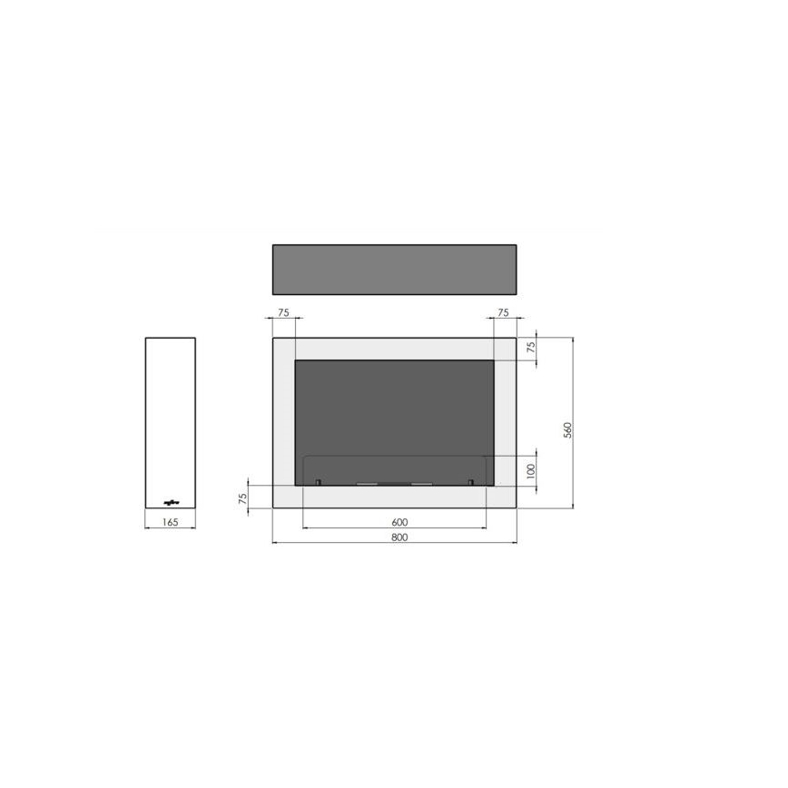 InFire - Cheminée murale BIO 80x56 cm 3kW noir