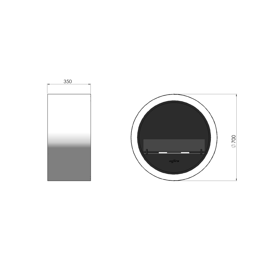 InFire - Cheminée murale BIO d. 70 cm 3kW blanc
