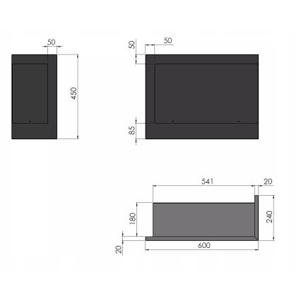 InFire - Coin Cheminée BIO 45x60 cm 3kW noir