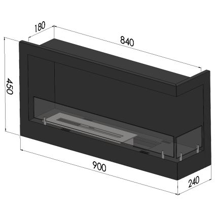 InFire - Coin Cheminée BIO 45x90 cm 3kW noir