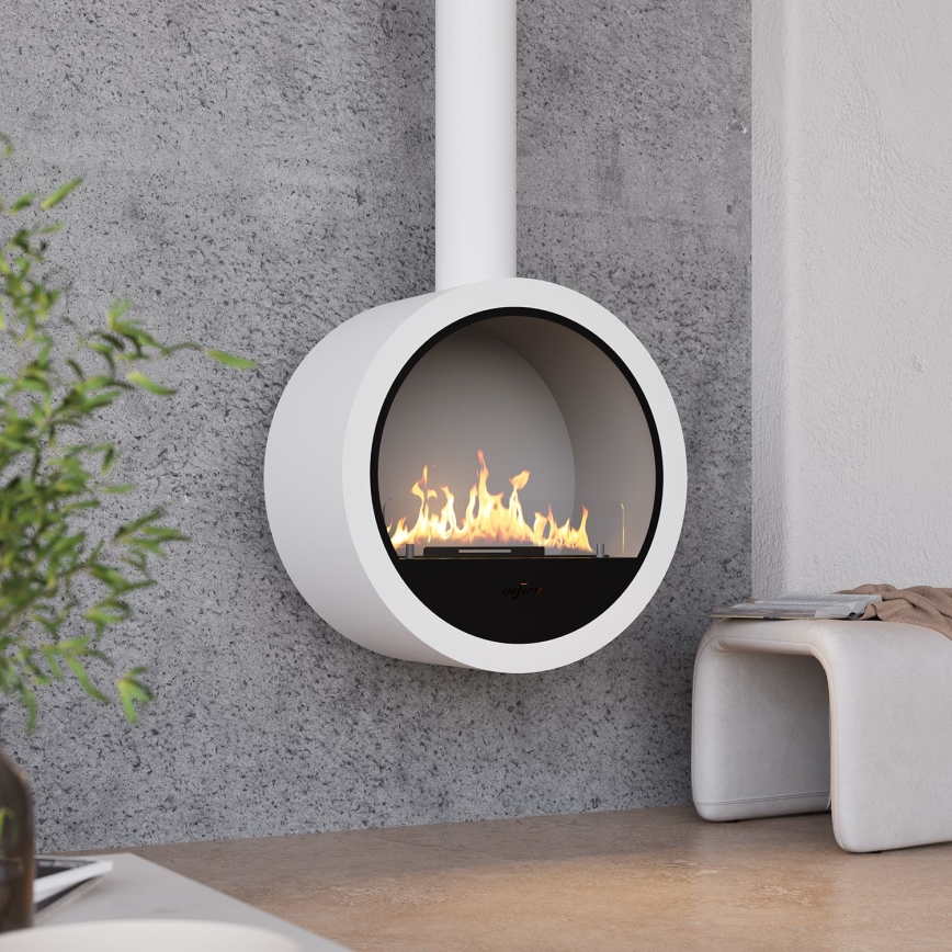 InFire - Hangende BIO haard Ø 70 cm 3kW wit