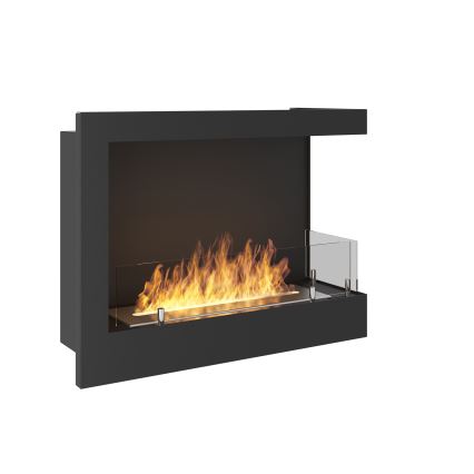 InFire - Hoek BIO-open haard 45x60 cm 3kW zwart