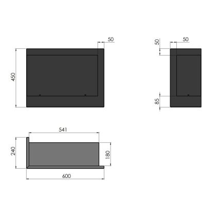 InFire - Hoek BIO-open haard 45x60 cm 3kW zwart