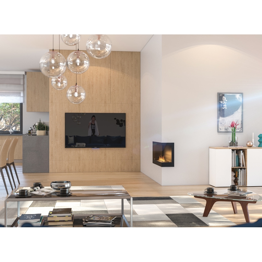 InFire - Hoek BIO-open haard 45x90 cm 3kW zwart