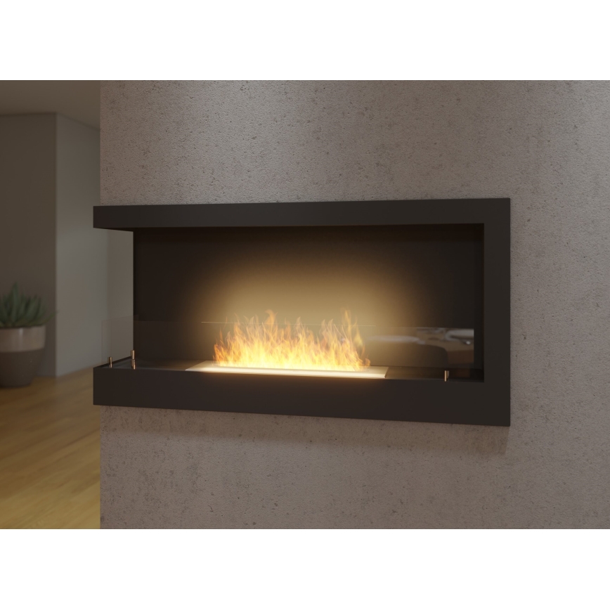InFire - Hoek BIO-open haard 45x90 cm 3kW zwart
