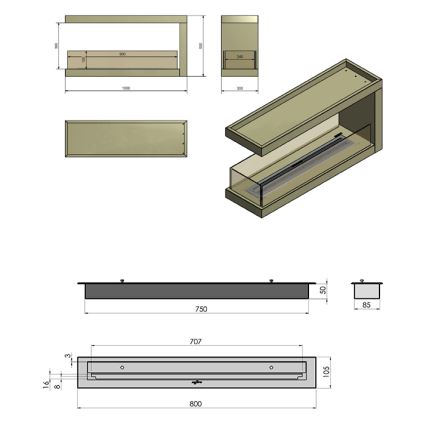 InFire - Hoekhaard BIO 100x50 cm 3kW bifaciaal