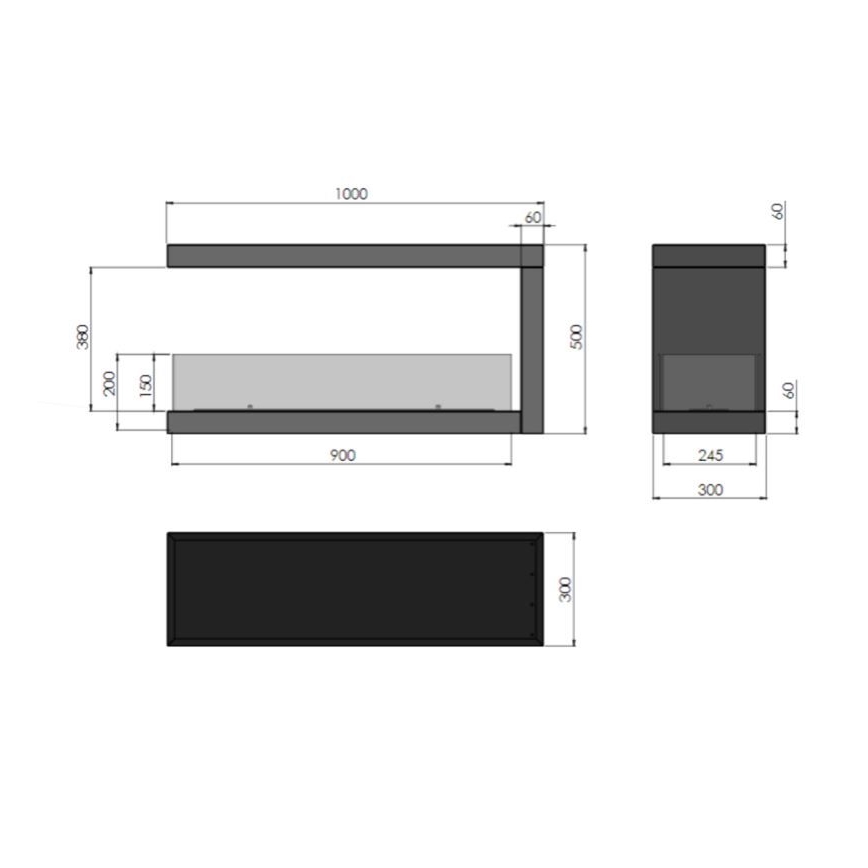 InFire - Hoekhaard BIO 100x50 cm 3kW bifaciaal