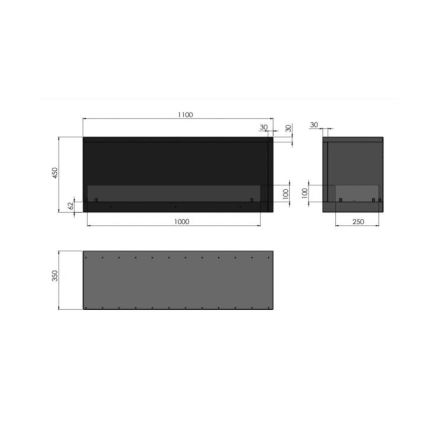 InFire - Hoekhaard BIO 110x45 cm 3kW zwart