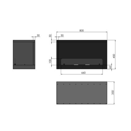 InFire - Hoekhaard BIO 80x45 cm 3,5kW zwart