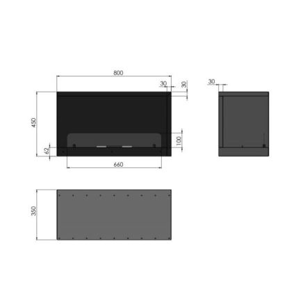 InFire - Hoekhaard BIO 80x45 cm 3kW zwart