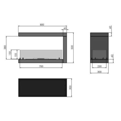 InFire - Hoekhaard BIO 80x50 cm 3kW bifacial