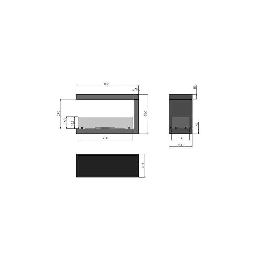 InFire - Hoekhaard BIO 80x50 cm 3kW bifacial
