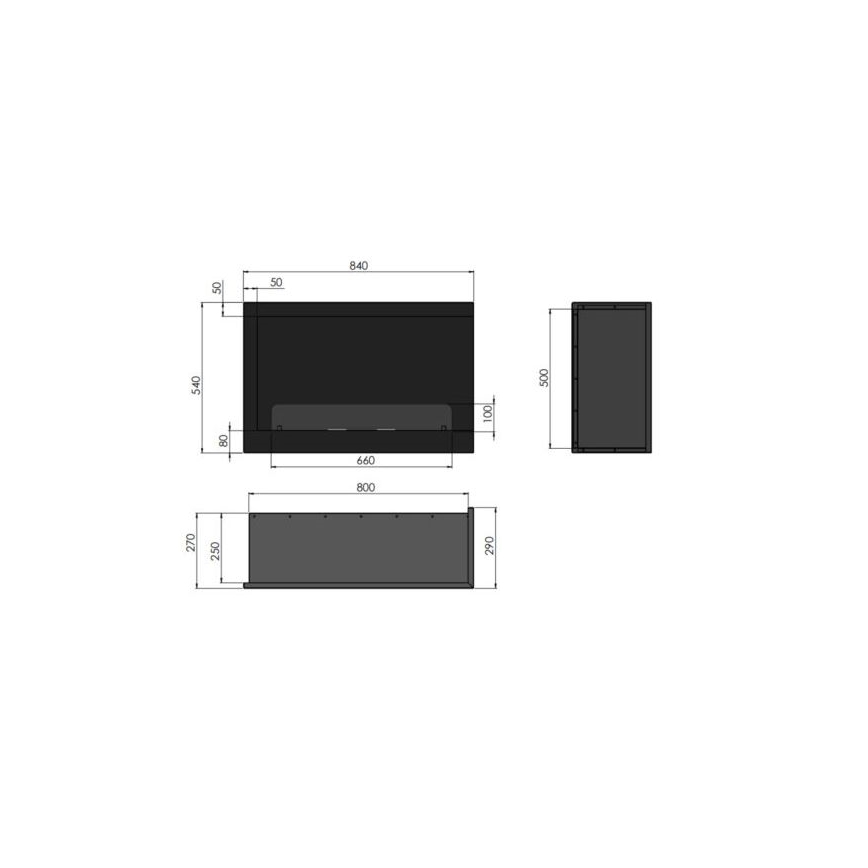 InFire - Hoekhaard BIO 84x54 cm 3kW zwart