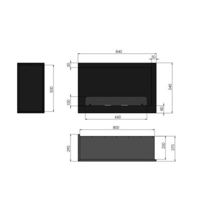 InFire - Hoekhaard BIO 84x54 cm 3kW zwart