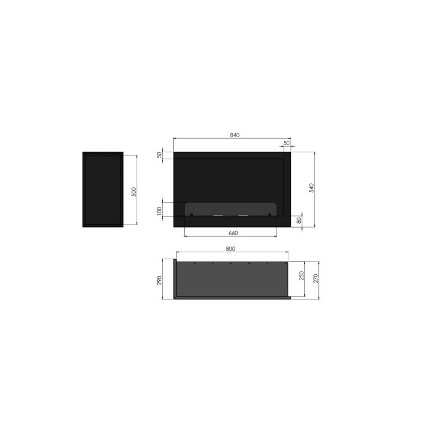 InFire - Hoekhaard BIO 84x54 cm 3kW zwart