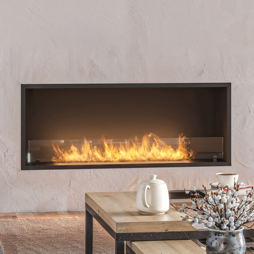 InFire - Inbouw BIO-open haard 49,4x124,4 cm 6kW zwart