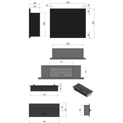 InFire - Inbouw BIO-open haard 49x60 cm 3kW zwart