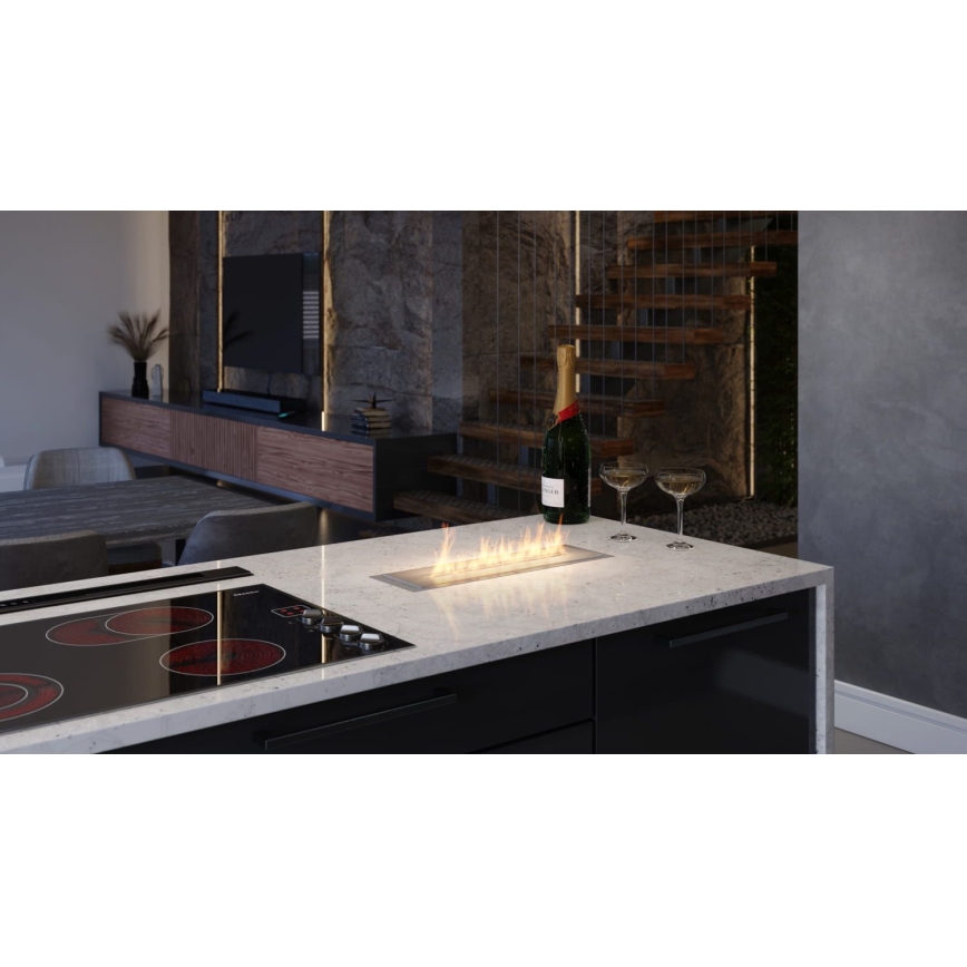 InFire - Inbouw BIO-open haard 5,5x50 cm 3kW mat chroom