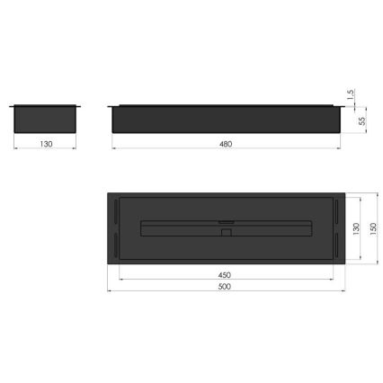 InFire - Inbouw BIO-open haard 5,5x50 cm 3kW chroom