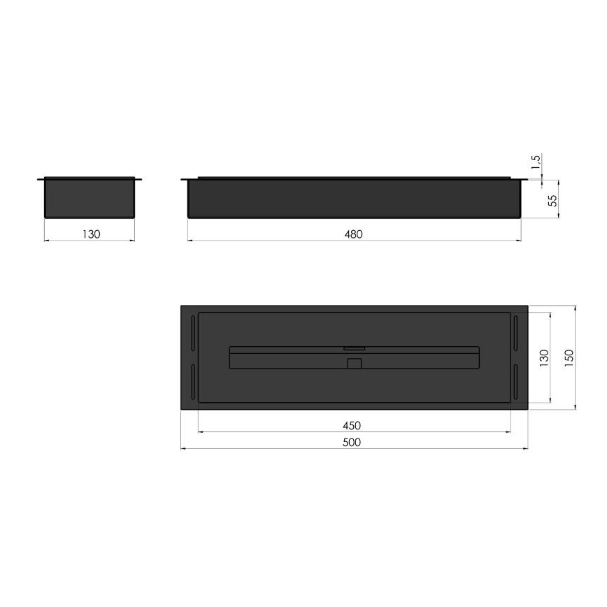 InFire - Inbouw BIO-open haard 5,5x50 cm 3kW zwart