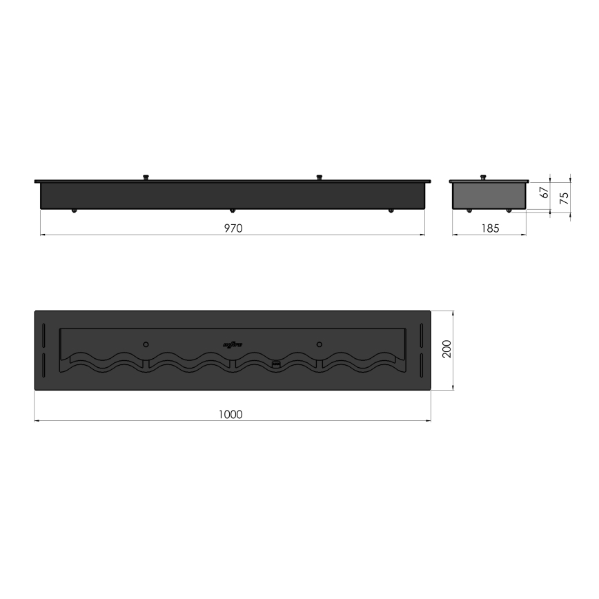 InFire - Inbouw BIO-open haard 7,5x100 cm 6kW zwart