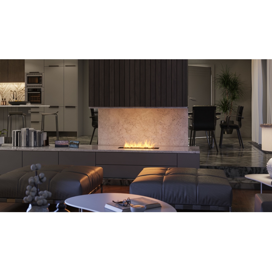 InFire - Inbouw BIO-open haard 7,5x60 cm 3,5kW zwart