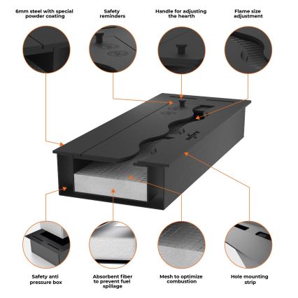 InFire - Inbouw BIO-open haard 7,5x60 cm 3,5kW zwart