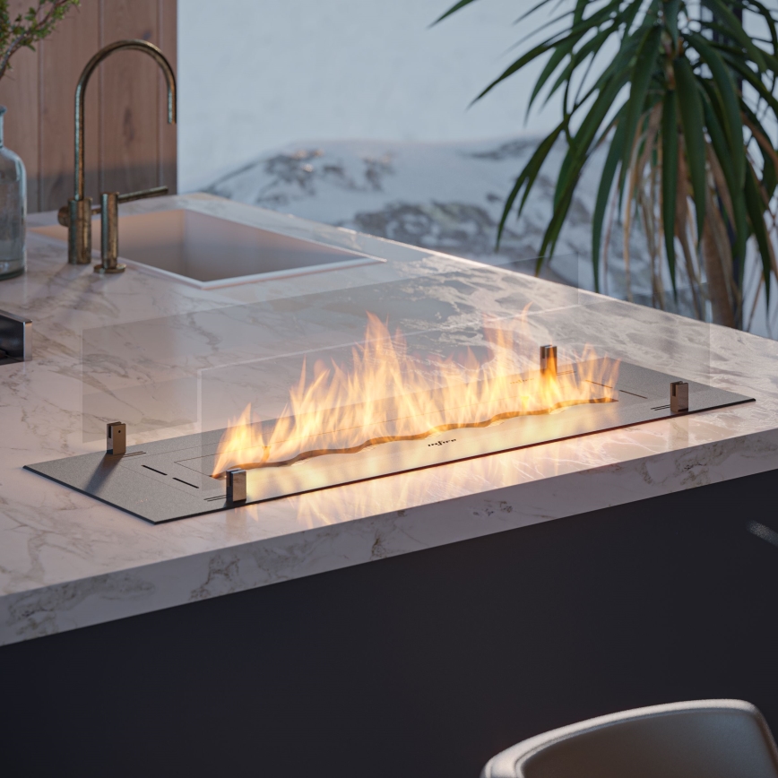 InFire - Inbouw BIO-open haard 8,5x100 cm 6kW zwart