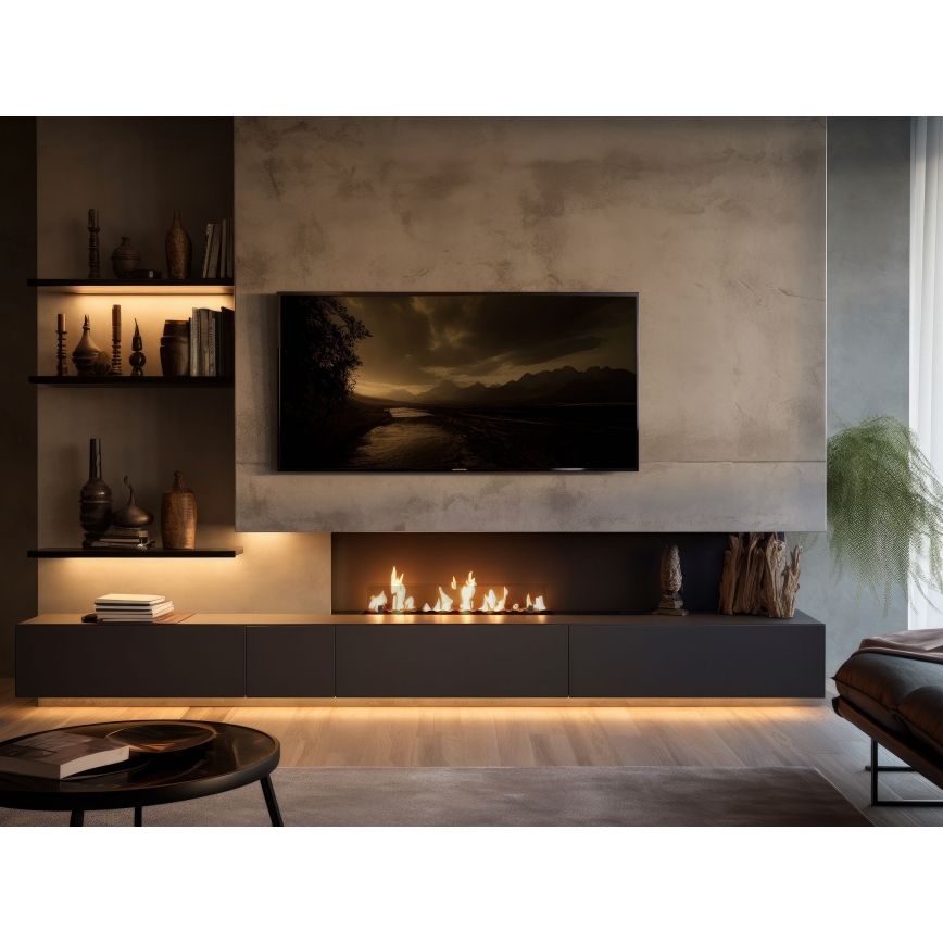 InFire - Inbouw BIO-open haard 8,5x100 cm 6kW zwart