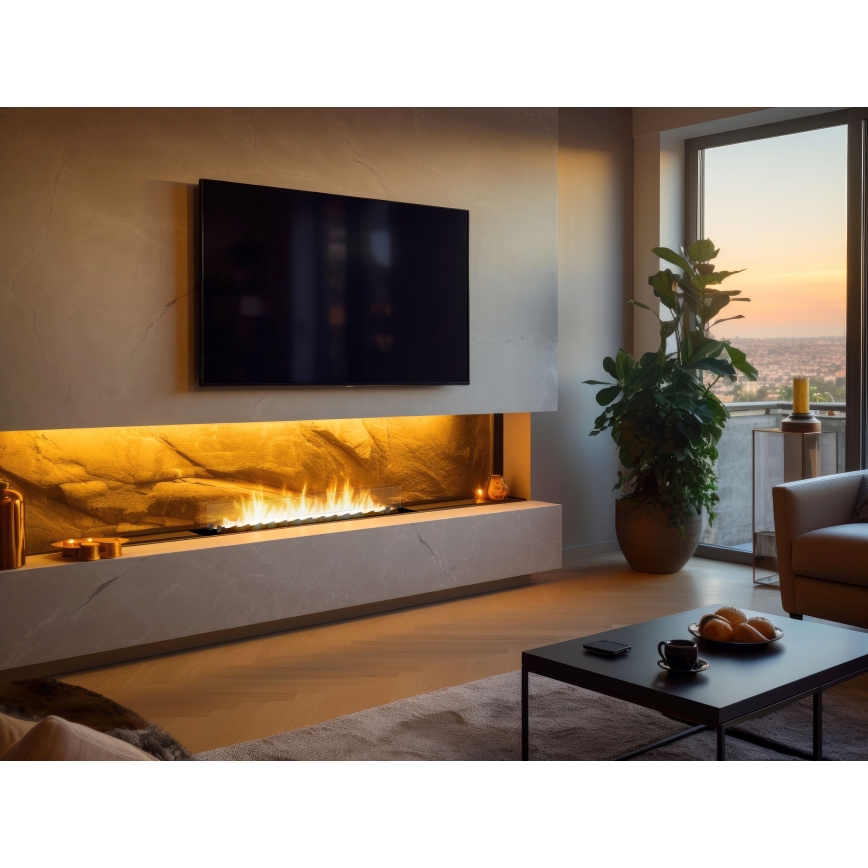 InFire - Inbouw BIO-open haard 8,5x120 cm 6kW zwart